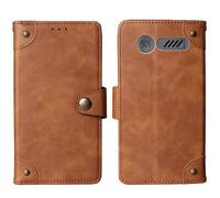 Cheshaoping in Vera Pelle Stand Portafoglio Cover Per Beghelli Salvalavita Phone SLV18 2.4" Premium Caso Case Copertina Custodia Guscio Protettiva Anti Urto e Graffi (Marrone)