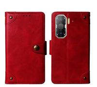 Cheshaoping in Vera Pelle Stand Portafoglio Cover Per Blackview ROCK 3 6.78" Premium Caso Case Copertina Custodia Guscio Protettiva Anti Urto e Graffi (Rosso)