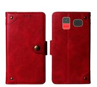 Cheshaoping in Vera Pelle Stand Portafoglio Cover Per Funker C120 Classic 4G / C140 Clasic 4G 1.8" Premium Caso Case Copertina Custodia Guscio Protettiva Anti Urto e Graffi (Rosso)