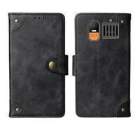 Cheshaoping in Vera Pelle Stand Portafoglio Cover Per Hammer 6 LTE 4G 2.4" Premium Caso Case Copertina Custodia Guscio Protettiva Anti Urto e Graffi (Nero)