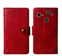 Cheshaoping in Vera Pelle Stand Portafoglio Cover Per HAMMER Blade 3 4G 6.2" Premium Caso Case Copertina Custodia Guscio Protettiva Anti Urto e Graffi (Rosso)