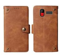 Cheshaoping in Vera Pelle Stand Portafoglio Cover Per Maxcom Comfort MM445 4G 2.8" Premium Caso Case Copertina Custodia Guscio Protettiva Anti Urto e Graffi (Marrone)