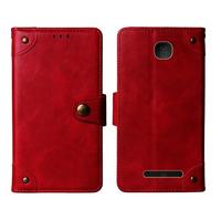 Cheshaoping in Vera Pelle Stand Portafoglio Cover Per MyPhone Rumba 2 2.4" Premium Caso Case Copertina Custodia Guscio Protettiva Anti Urto e Graffi (Rosso)