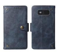 Cheshaoping in Vera Pelle Stand Portafoglio Cover Per Panasonic KX-TU446EXB 2.4" Premium Caso Case Copertina Custodia Guscio Protettiva Anti Urto e Graffi (Azzurro)