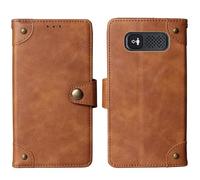 Cheshaoping in Vera Pelle Stand Portafoglio Cover Per Panasonic KX-TU550EXB 4G 2.8" Premium Caso Case Copertina Custodia Guscio Protettiva Anti Urto e Graffi (Marrone)