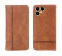 Cheshaoping Retro Pelle Cover Case Per Fairphone 6 5G 6.31 inch Case Copertina Custodia Magnet Guscio Protettiva Anti Urto e Graffi (Marrone)