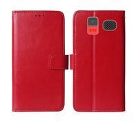 Cheshaoping Stand Custodia in PU Pelle Case Per Funker C120 Classic 4G / C140 Clasic 4G 1.8" Premium Portafoglio Guscio Protettiva Anti Urto e Graffi (Rosso)
