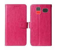 Cheshaoping Stand Custodia in PU Pelle Case Per Funker C120 Classic 4G / C140 Clasic 4G 1.8" Premium Portafoglio Guscio Protettiva Anti Urto e Graffi (Rosa)