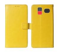 Cheshaoping Stand Custodia in PU Pelle Case Per Funker C120 Classic 4G / C140 Clasic 4G 1.8" Premium Portafoglio Guscio Protettiva Anti Urto e Graffi (Giallo)