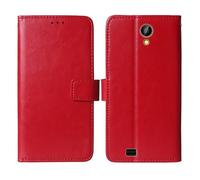 Cheshaoping Stand Custodia in PU Pelle Case Per Maxcom Classic MM334 4G 3.2" Premium Portafoglio Guscio Protettiva Anti Urto e Graffi (Rosso)