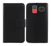 Cheshaoping Vera Pelle Case per Funker C120 Classic 4G / C140 Clasic 4G 1.8" Genuine Flip Cover Custodia Caso Guscio Protettiva Portafoglio (Nero)