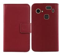 Cheshaoping Vera Pelle Case per HAMMER Blade 3 4G 6.2" Genuine Flip Cover Custodia Caso Guscio Protettiva Portafoglio (Rosso Scuro)