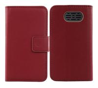 Cheshaoping Vera Pelle Case per Maxcom Comfort MM428BB 1.8" Genuine Flip Cover Custodia Caso Guscio Protettiva Portafoglio (Rosso Scuro)