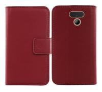 Cheshaoping Vera Pelle Case per Panasonic KX-TF400EXB 2.4" Genuine Flip Cover Custodia Caso Guscio Protettiva Portafoglio (Rosso Scuro)