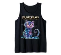 Cheshire Alice Wonderland Cat I'm Not Crazy Libri Vintage Canotta