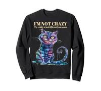 Cheshire Alice Wonderland Cat I'm Not Crazy Libri Vintage Felpa