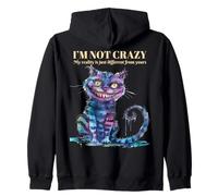 Cheshire Alice Wonderland Cat I'm Not Crazy Libri Vintage Felpa con Cappuccio