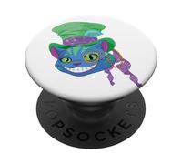 Cheshire Cat Grinning in cilindro Cappellaio Matto e Monocolo PopSockets PopGrip Adesivo