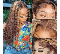 Chesma Honigbond 4/27 Ombre Parrucca con frontale in pizzo, capelli umani, 13 x 4 Hd Highlight, onda profonda, parrucca frontale, parrucca in pizzo, senza colla, pre-sfilacciata
