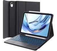 CHESONA Tastiera iPad 10 Generazione, Cover con Tastiera iPad A16 11 Generazione 2025, Touchpad Intelligente, Retroilluminazione a 7 Colori, 2 Canali BT, Magnetica Italiano QWERTY, Nero
