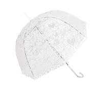 Chesoon Ombrello in pizzo Stampe Rose Trasparenti Ombrellone da sposa da sposa vintage in plastica Baldacchino a cupola antivento leggero aperto automaticamente,Bianco