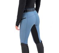 Chesoon Pantaloni da equitazione da donna con inserti sul ginocchio, per la formazione, patchwork, con tasche, Celeste., XXL