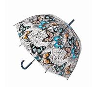 Chesoon Trasparente Ombrello Automatico Aperto Antivento Cupola Donne Sole Pioggia Ombrello con Maniglia Gancio,Blu