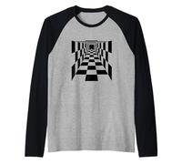 Chess Design Illusion Ottico Divertente Maglia con Maniche Raglan