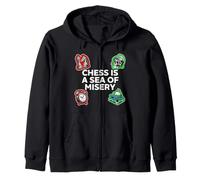 Chess Is A Sea of Misery Funny Board Gamer Felpa con Cappuccio