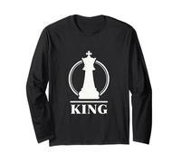 Chess King Minimal Royal Strategy Emblema per Giocatori Design Maglia a Manica