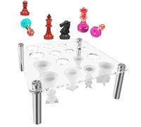 Chess Piece Mold Holder, 16 Holes Chess Piece Stand, Square Chess Piece Holder, Chess Piece Molding Accessories, Molding Beginners Supplies, Chess Making Tools, Chess Piece Holder, Backyard Chess