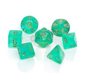 Chessex Borealis® Polyhedral Light Green/Gold Luminary 7 Set