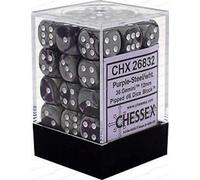Chessex CHX26832 Dice - Gemini: 36D6 Purple/Steel/White