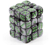 Chessex CHX26845 Dice-Gemini: 36D6 Black-Grey/Green Set