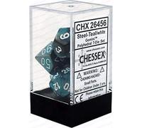 Chessex Dice: CHX26456 Set Dadi Gemini: Steel-Teal/white (7)