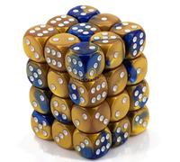 Chessex Dice: CHX26822 D6 12mm Gemini: Blue-Gold/white (36)
