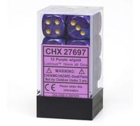 Chessex Dice: CHX27697 D6 16mm Gemini: Purple/Gold (12)