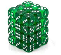 Chessex Dice: D6 CHX23805 12mm Translucent Green/White (36)