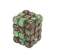 Chessex Dice d6 Set: Gemini Nero e Verde con Oro - Dado a sei facce da 12 mm (36) Blocco di dadi