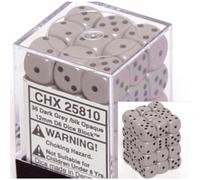 Chessex Dice d6 Set Grigio Opaco Grigio con Nero 12mm Dado a Sei Facce 36 Blocchi di Dadi