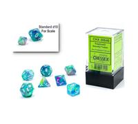 Chessex Dice Set - 10mm Festive Waterlily/White Polyhedral Dice Set -