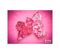 Chessex Dice Set - 16mm Translucent Pink/White Plastic Polyhedral Dice