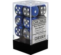 Chessex DND Dadi Set D&D Dice-16mm Gemini Blu Acciaio e Plastica Bianca Dadi Poliedrici Set-Dungeons and Dragons Dadi Include 12 Dadi - D6 CHX266