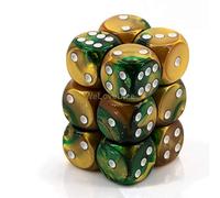 Chessex Gemini Gold-Green/White D6 16mm Dice Set CHX26625