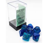 Chessex Gemini Luminary Dice Set 7 Polyhedral Dice Blue with Light Blue