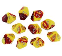 Chessex Gemini Rosso-Giallo W/Argento Set Di Dieci d10 Dadi