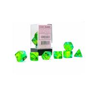 Chessex Gemini Translucent Dice Set 7 Polyhedral Dice Green and Teal with Yellow