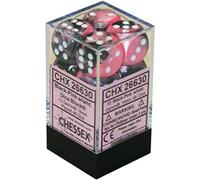 Chessex Manufacturing 26630 D6 Cube Gemini Set Of 12 Dice, 16 mm - Black & Pink With White Numbering by Manufacturing