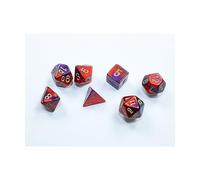 Chessex - Mini dadi Gemelli viola e rossi con numeri dorati, 10 mm, set da 7
