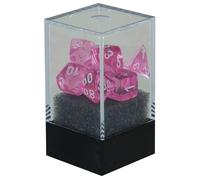 Chessex - Mini dadi traslucidi rosa con numeri bianchi, 10 mm, set da 7